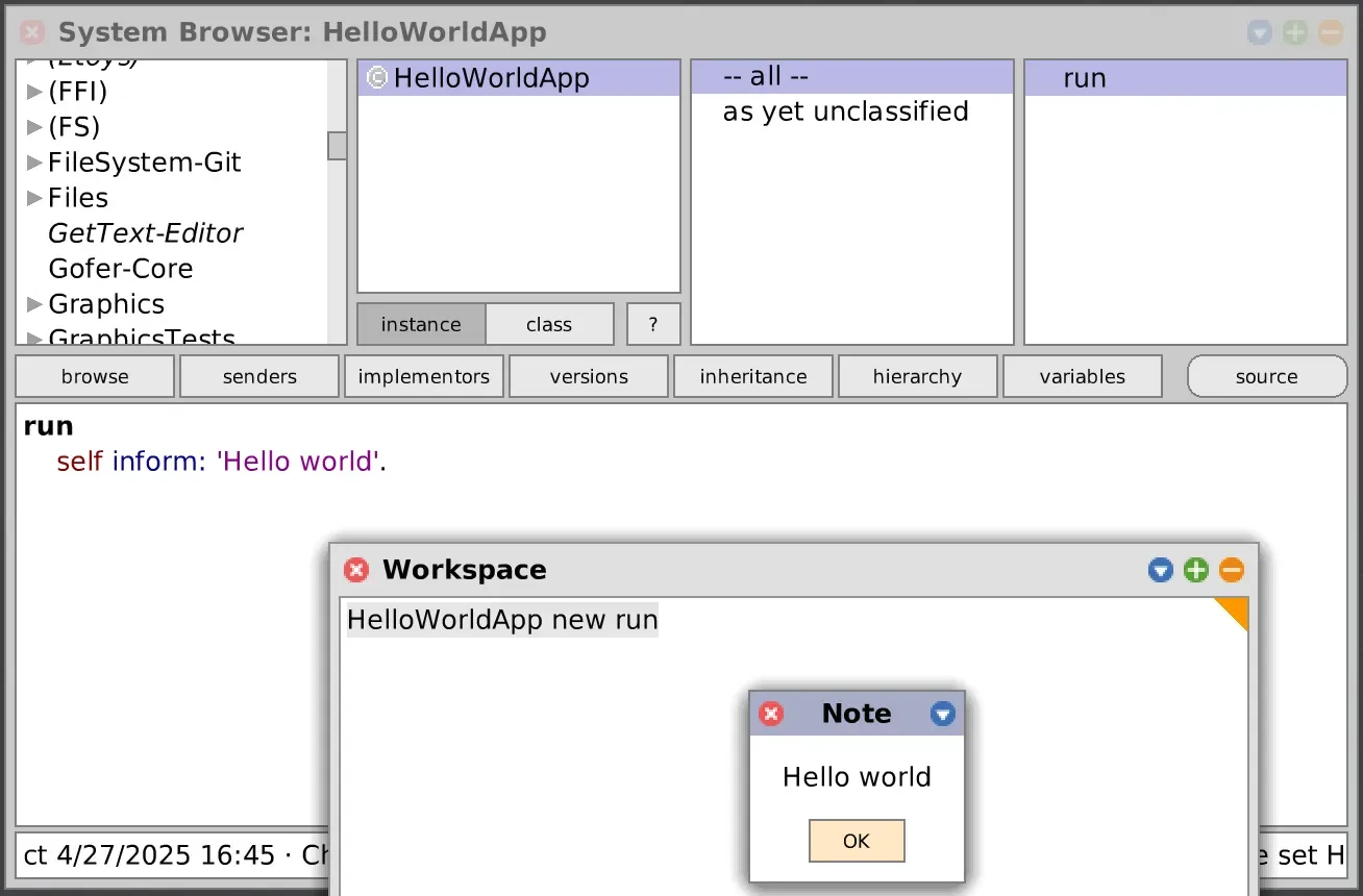 Hello World en Smalltalk