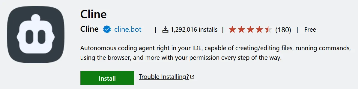 Cline sur le Marketplace Visual Studio Code