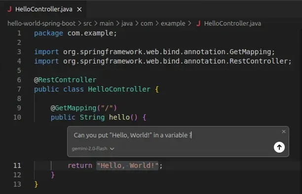 Fenêtre de chat pour la modification de lignes 