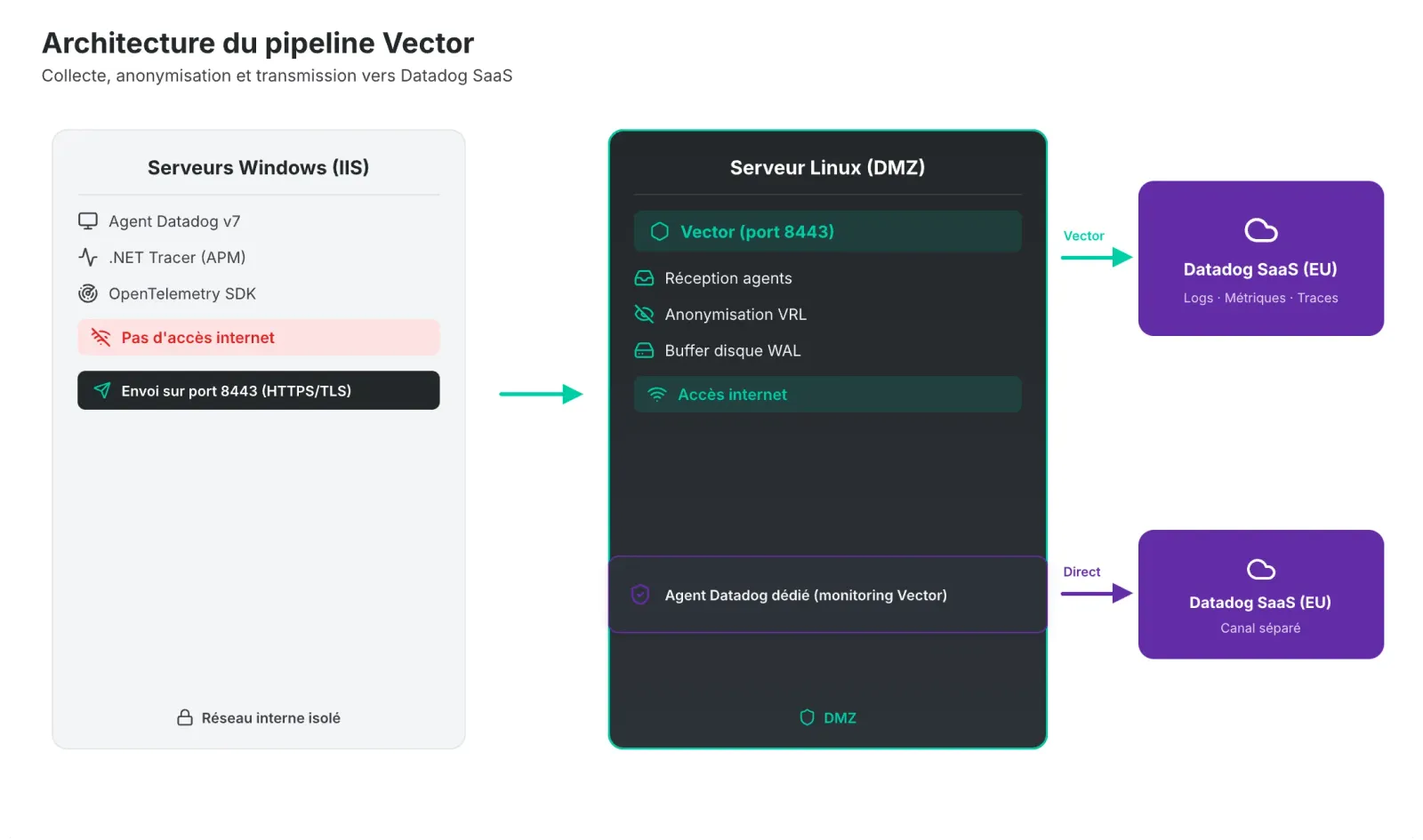 Schéma de l’architecture du pipeline Vector simplifé
